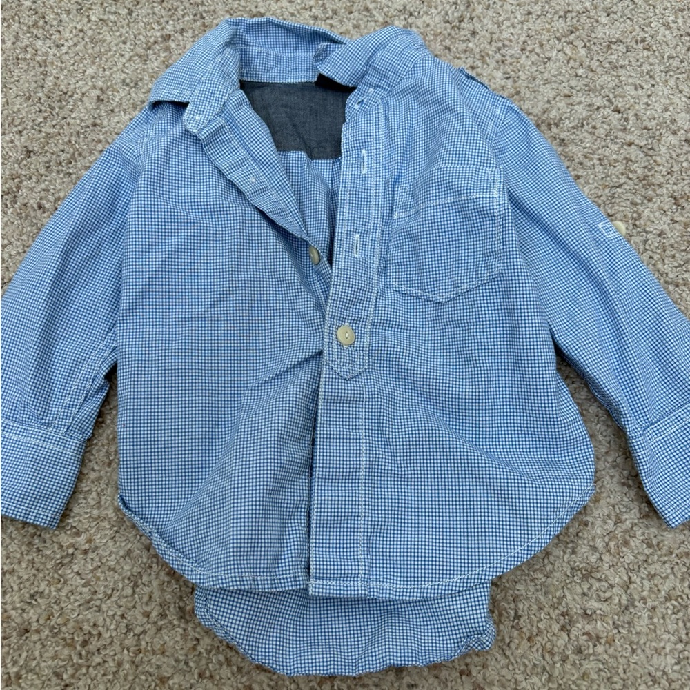 Baby Gap Boys 12/18 Months Button Up Oxford Shirt Blue White